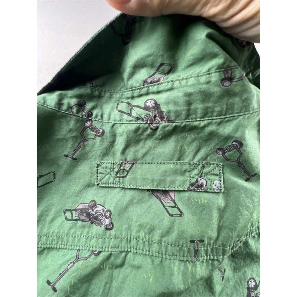 Duluth Trading Shirt Mens XXL 2XL Green Untucked Lawn Mower Print See All Pics - Picture 13 of 15